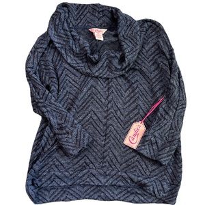 CANDIE'S COWL NECK HATCHI TOP NAVY BLUE SZ XL NEW